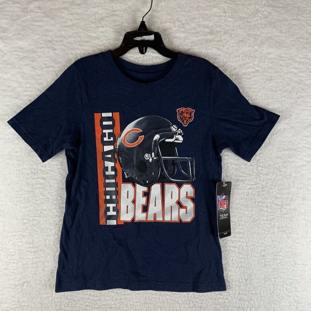 Team Apparel T-Shirt Boy's Medium Navy Cotton Short Sleeve‎ Chicago Bears 6725
